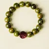 Pulsera Natural de Sándalo Verde para Hombres, Cuentas de Meditación, Año del Caballo, Doce Signos del Zodíaco, Pulsera de Palo de Rosa, Regalo de Año Nuevo
