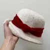 Sombrero de Lana Plegado Versátil de Alta Gama Estilo Británico Sombrero de Cubo con Borde Enrollado Moda Otoño e Invierno Sombrero de Pescador Estilo Hepburn