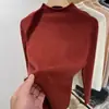 Atacado Transfronteiriço Estilo Coreano Gola Pequena Macio e Sedoso Tricô Manga Longa Forrado com Lã Camisa Base Feminina Temperamento Ajustada Emagrecedora