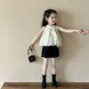 Chaleco de Cuello con Lentejuelas Estilo Western para Niñas 2025 Nuevo Verano Nuevo Bebé Elegante Top de Tirantes Estilo Chanel