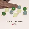 Botones de Jade Natural y Zafiro Estilo Chino Botones Redondos Pequeños de Perlas Accesorios para Cheongsam Dinastía Han Botones de Placa Camisas Cárdigans Accesorios de Ropa