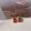 Pendientes Pequeños de Calabaza de Zirconia Estilo Chino, Nuevo Estilo Chino, Pendientes Versátiles de Clip para Oreja sin Perforar de Lujo Ligero de Nicho con Pendientes Microincrustados