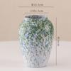Jarrón de flores de gran diámetro, de cerámica simple, hidropónico, con adornos, estilo vintage, para casa de familia, estilo chino, sencillo.