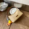 2026 Verão Nova Bolsa Listrada Simples de Um Ombro Popular Bolsa Simples Trançada Feminina de Grande Capacidade Bolsa Casual de Férias