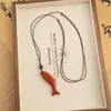 Novo colar pingente de peixe de sândalo estilo chinês para mulheres, corrente de suéter estilo étnico vintage, acessório longo de design de nicho