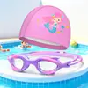 Gafas de Natación Más Vendidas Transfronterizas para Niños, Impermeables, Antivaho, Gafas de Alta Definición, Juego de Gorro de PU de Ajuste Holgado, No Apretado