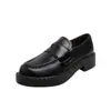 500-1~Sapatos Mocassins de Solado Grosso para Mulheres 2026 Verão Novo Estilo Britânico Estilo Retrô Sapatos Pequenos de Couro para Mulheres