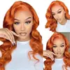 Peluca de cabello largo y rizado con ondas grandes de color naranja para chicas europeas y americanas transfronterizas, peluca de estilo de encaje caliente de comercio exterior