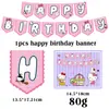 Gato de Desenho Animado Menina Princesa Rosa Coração Balão de Aniversário Bandeira Feliz Aniversário Decoração de Festa Suprimentos