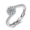 Anel Florescendo em Forma de Floco de Neve de Luxo Leve e High-End, Anel de Diamante Banhado a Ouro Branco, Conjunto Feminino para Pedido de Casamento, Joia de Anel de Zircônia Simulada