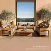 Sofá Exterior Combinación Patio Villa Jardín Hotel Terraza Exterior Ocio Impermeable Protector Solar Muebles de Madera Maciza de Teca
