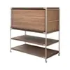 Estantería para Libros con Puerta abatible Acero Inoxidable Estilo Bauhaus Sala de Estar Estante de Almacenamiento de Ranura Estrecha Gabinete para Cafetera Gabinete de Almacenamiento Almacenamiento