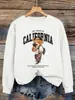 Sudadera con estampado de oso de California para mujer, Otoño, Holgada, Hip-Hop, para Correr, Cuello Redondo