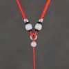 Colar com Cordão de Pingente de Jade Natural, Pingente de Jade com Fivela de Paz e Cordão Grosso
