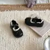 XSHX Encaje Vintage|Zapatos de Cuero Bajos Mary Jane Estilo Coreano Francés para Niñas 26 Otoño Nuevos Horma Ancha Punta Redonda Antideslizantes
