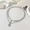 Colar Camadas Duplas Estilo Coreano Ins para Mulheres, Design de Nicho de Luxo Leve, Acessório de Corrente para Suéter Outono e Inverno, Novo Acessório de Corrente para Moletom