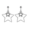 Pendientes de estrella plateada Mangu serie estrella china moda nacional versátiles elegantes pendientes de estrella femenina cinco puntas estrella Diamante