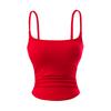 Camisola Plisada Ceñidora de Cintura con Sujetador Incorporado, Top Corto Ajustado con Almohadillas en el Pecho, Estilo Puro Deseo