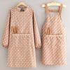Nuevo Peto de Lona Delantal para Mujer Hogar Cocina Cocina Cintura Lindo Ropa de Trabajo Ropa Exterior Anti-Manchas Resistente al Desgaste Manga Larga