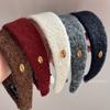 Diadema de Color Dorado de Etiqueta Alta para Otoño e Invierno para Mujer, Diadema de Felpa de Gama Alta con Borde Ancho para Lavarse la Cara, Pasador Diario, Goma para el Cabello, Accesorio para el Cabello