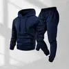 Conjunto de Dos Piezas para Hombre de 250g, Sudadera con Capucha Deportiva de Color Sólido de Moda Transfronteriza, Sudadera con Capucha y Pantalones de Chándal para Hombre