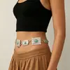 Popular Cadena de Cintura Turquesa de Amazon Cuadrado Metálico Geométrico Cinturón Estilo Étnico Cadena Corporal Bohemia Turquesa