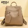 Mochila para Mujer Nueva de Gama Alta Empalmada Retro Mochila de Mujer Gran Capacidad Versátil Simple Moda Estudiante Bolsa Escolar
