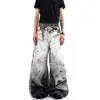 Jeans con Estampado Digital 3D Estilo Americano para Hombres y Mujeres Diseño de Alta Costura Pantalones de Pierna Curva Marca de Tendencia Pantalones de Pierna Ancha