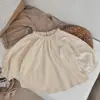 Camisas de Primavera y Otoño para Niñas Moda Infantil Marca de Tendencia Individual Estilo Mori Camisa de Algodón Lino con Adorno de Encaje Camisa de Muñeca