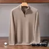 26 modelos nuevos de suéteres de cachemir con media cremallera y cuello alto para hombre, prendas de punto de color liso para hombres jóvenes y de mediana edad, tops básicos urbanos sencillos