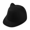 Chapéu Paridade Fofo com Orelhas de Gato Moda Chapéu de Mago Top Hat Feminino Outono e Inverno Lã Sintética Quente Chapéu de Equitação Chapéu de Cavaleiro para Exterior