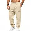 Calça de trabalho estilo americano para outono e inverno masculina, de alta resistência, forrada com fleece, para atividades ao ar livre, casual, tamanho grande, modelo jogger solto, calça de moletom