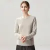 Otoño e Invierno Nueva Camiseta Base de Punto de Cachemira Moda Suave Cómoda Jersey con Dobladillo Enrollado Cuello Redondo Agradable a la Piel Manga Larga para Mujer