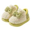 Zapatillas de algodón para niños, con tacón, para invierno, para niñas, para el hogar, de felpa, cálidas y con lazo, de algodón para bebés