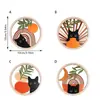 Posavasos de Madera Artístico de Gato Negro Estilo Curativo, Posavasos Antideslizante Aislante Térmico Estilo Ins Creativo, Adorno de Escritorio Espesado Anti-quemaduras
