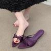 Novedad Verano 2025 Talla Grande Malla con Pedrería Punta Aguda Boca de Pez Tacones Altos Tacones de Aguja Sandalias Sexy de Una Sola Tira y Medias Pantuflas