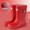 Moda Otoño e Invierno Botas de Lluvia Cálidas para Mujer hasta la Mitad de la Pantorrilla Ropa de Exterior Días Lluviosos Botas de Agua para Padres e Hijos Antideslizantes Recogida de Algas Calzado de Lluvia para Trabajo Comercio Exterior