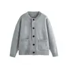 Northern Limit Marca Americana de Moda Masculina Outono/Inverno 2025 Novo Cardigan de Tricô com Bolsos Patch Suéter Solto para Homens e Mulheres
