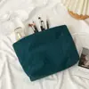 Bolsa de lona de pana de gran capacidad para mujer, estilo coreano, para guardar loción, cepillo, neceser portátil, bolsa de lona para cosméticos