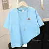 Camiseta de Manga Curta para Meninos Verão Algodão Estampada Top Tendência Solta Gola Redonda Camisa Básica para Crianças Mais Velhas