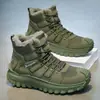 Botas deportivas de suela gruesa para senderismo y montañismo al aire libre, antideslizantes, resistentes al desgaste, forradas de forro polar de invierno, cálidas y cómodas, botines de algodón tipo Martin