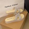 Sandalias y Pantuflas Hermosas de Plataforma Gruesa para Mujer Verano para Exterior 2025 Nuevo Estilo Mujer Plataforma Plana Playa Marinas Chanclas con Falda