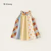 Ropa Infantil Bangxuan Vestido para Niñas Vestido Halter Infantil de Bloques de Color Retro Verano Nuevo Cuadros Puntos Vestido de Corte A para Niños Pequeños
