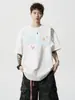 Camiseta de Manga Corta con Estampado de Letras Estilo High Street Americano para Hombre, Marca de Verano de Moda, Retro, de Gama Alta, Casual, Versátil, Top de Media Manga