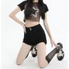 Shorts de Mezclilla Versátiles Negros 2025 Que Muestran Piernas Largas, Pantalones Cortos de Verano Ajustados en Línea A, Elásticos para Mujer con Dos Botones