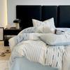 Conjunto de Cama Quatro Peças de Algodão Jacquard Tinto em Fio Classe A Conjunto Três Peças de Algodão Puro Produto Novo 2025 Têxteis para o Lar Nantong Quatro Estações