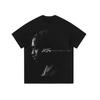 Camiseta de hiphop transfronteriza Retro Estampada de Media Manga Marca de Moda Urbana Americana Casual Suelta para Pareja de Manga Corta para Hombre y Mujer