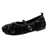 Zapatos Mary Jane de lentejuelas plateadas estilo hada francesa para mujer, nuevo modelo primavera 2026, adecuados para combinar con faldas, zapatos planos de una sola tira de moda