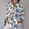 Camisa de Manga Tres Cuartos para Mujer Moda Europea y Americana Impresión Digital 3D Venta Caliente Suministro del Fabricante Moda Casual Multicolor