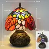 Nueva Lámpara de Mesa Tiffany Estilo Retro Americano Sala de Estar Estudio Lámparas Artesanales de Vidrio de Colores Pantalla de Lámpara Lámpara de Mesa Americana